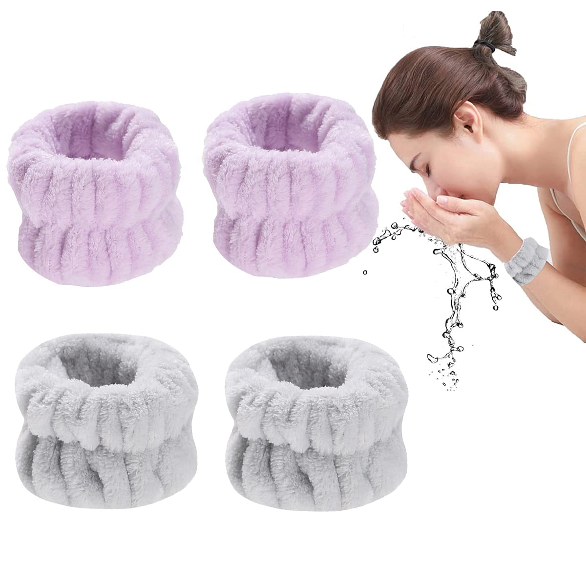 MAYCREATE 2 Pairs Spa Wrist Band for Women Face Wash Wristband Super Absorbent Facial Wrist Wash Band Towel Sweat Wrist Band for Girls Face Washing, Yoga, Fitness (Purple+ Gray) MAYCREATE 2 Pairs Spa Wrist Band for Women Face Wash Wristband Super Absorbent Facial Wrist Wash Band Towel Sweat Wrist Band for Girls Face Washing, Yoga, Fitness (Purple+ Gray)